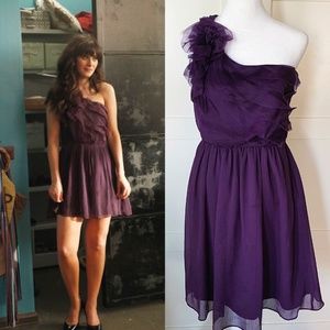 Max & Cleo Lillian Purple Ruffle Dress - Size 4 - As seen on Zooey Deschanel